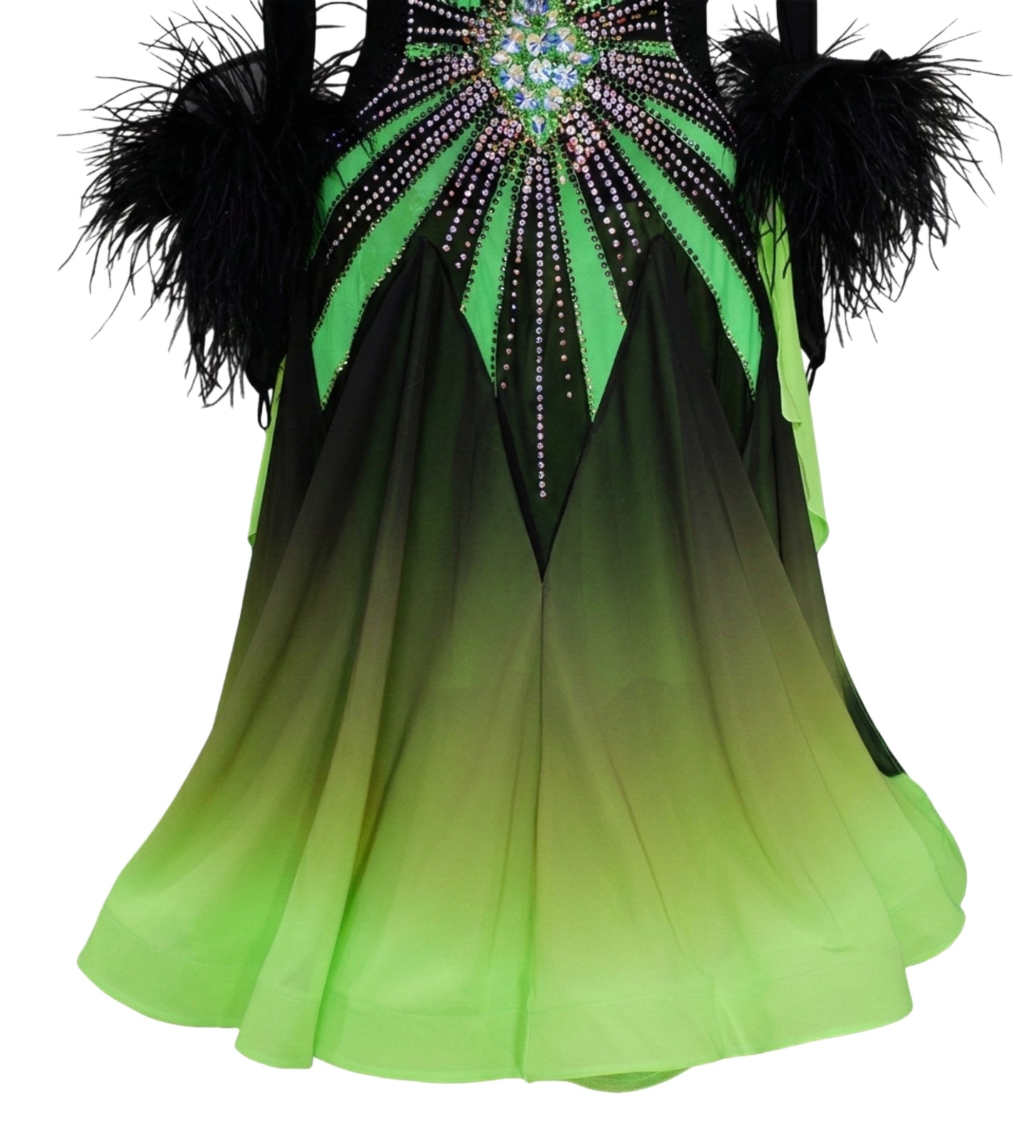 ByCharme Black Feather Ballroom Competition Dress - BC-0042