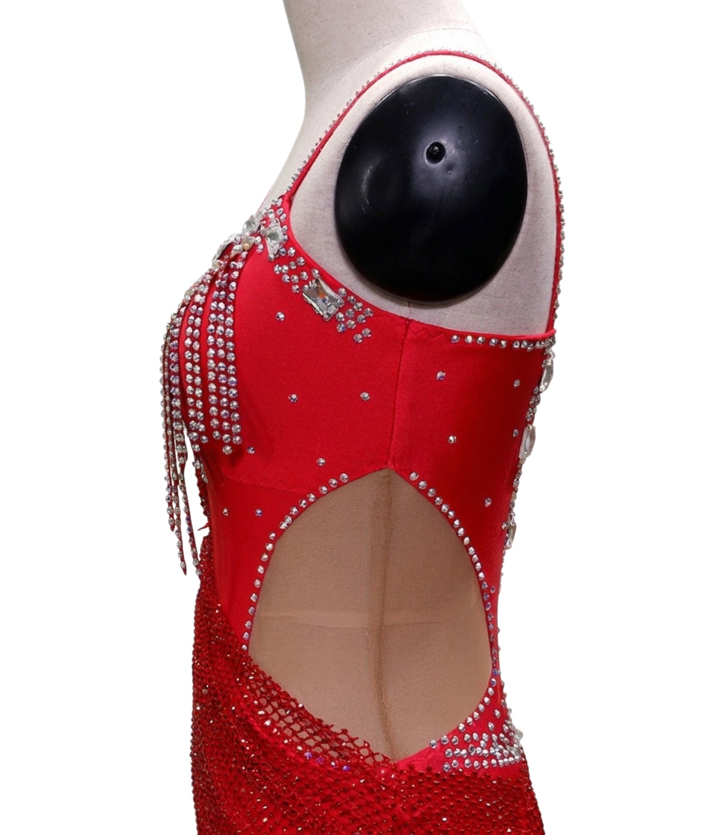 ByCharme Bright Red Fringes Ballroom Competition Dress - BC-0225