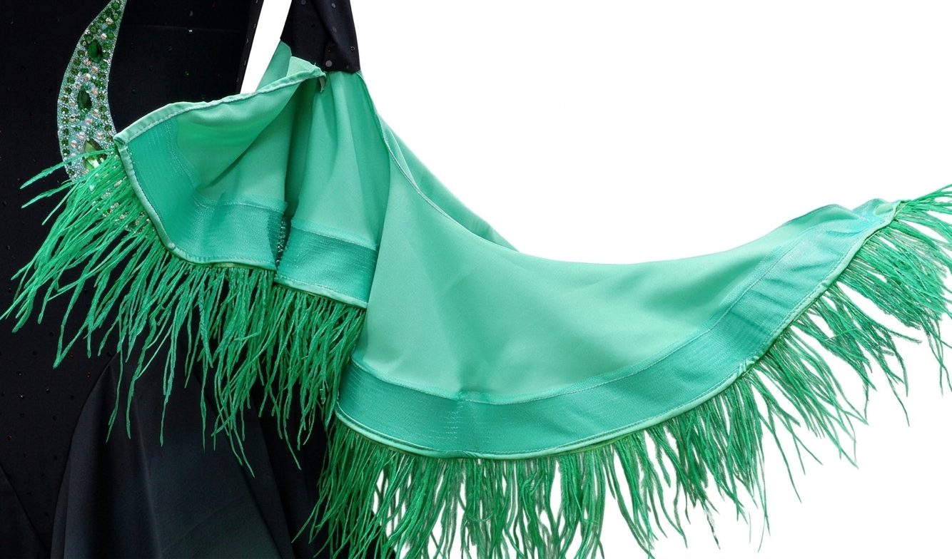 ByCharme Black Feather Ballroom Competition Dress - BC-0069