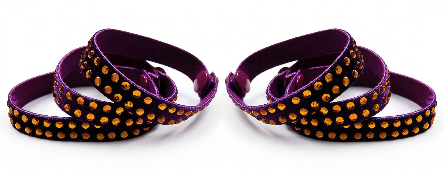 ByCharme Blue Violet Gold Velvet Latin Salsa Competition Dress - BCL-0150