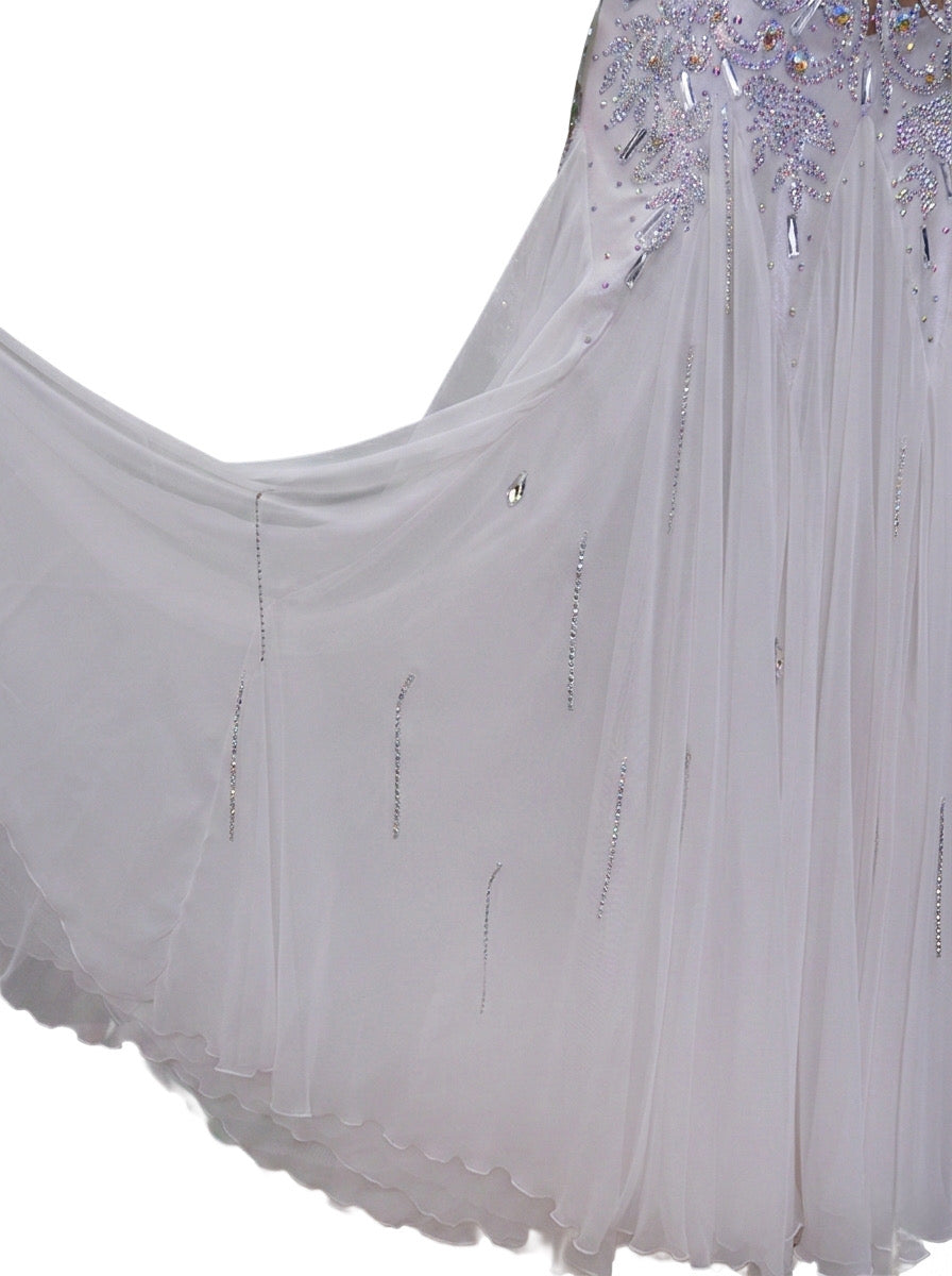 ByCharme White Chiffon Ballroom Competition Dress - BC-0025