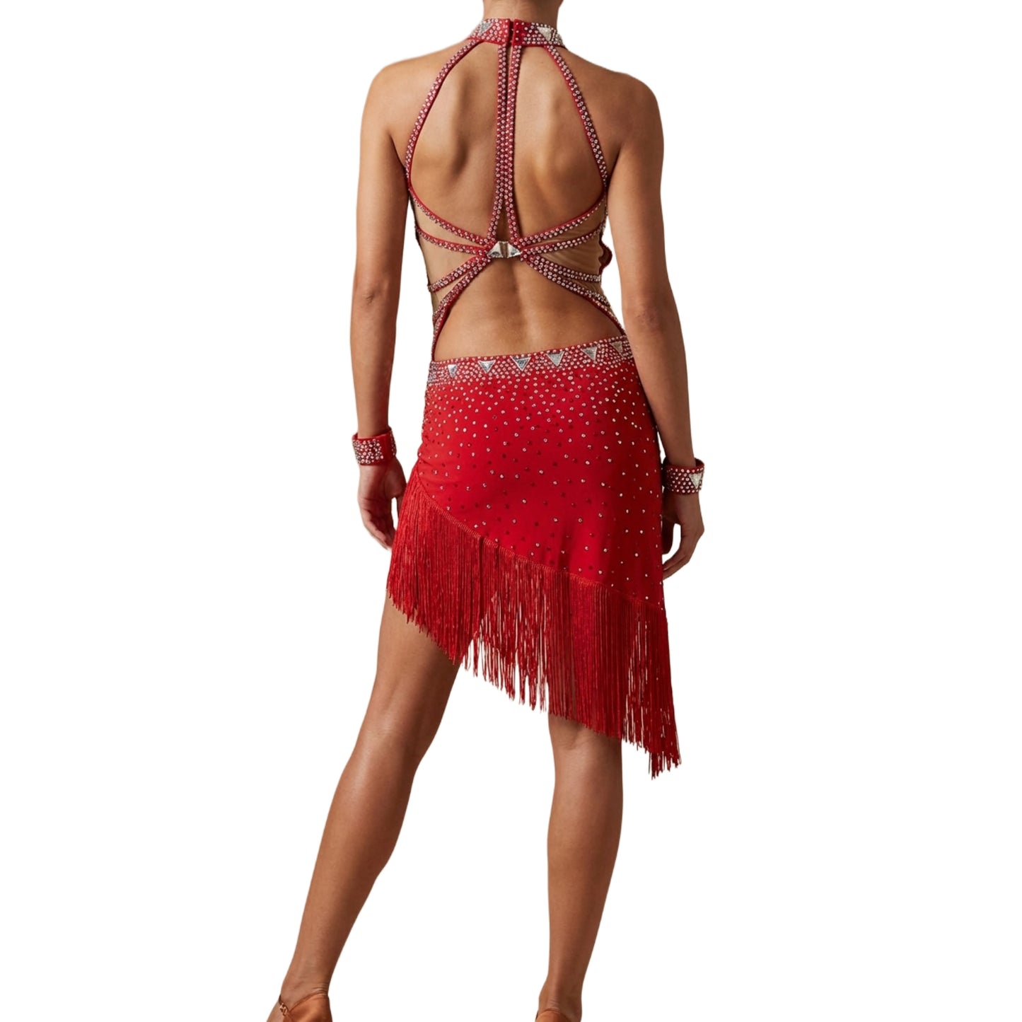ByCharme Red Fringes Latin Salsa Competition 2 in 1 Dress - BC2-0009