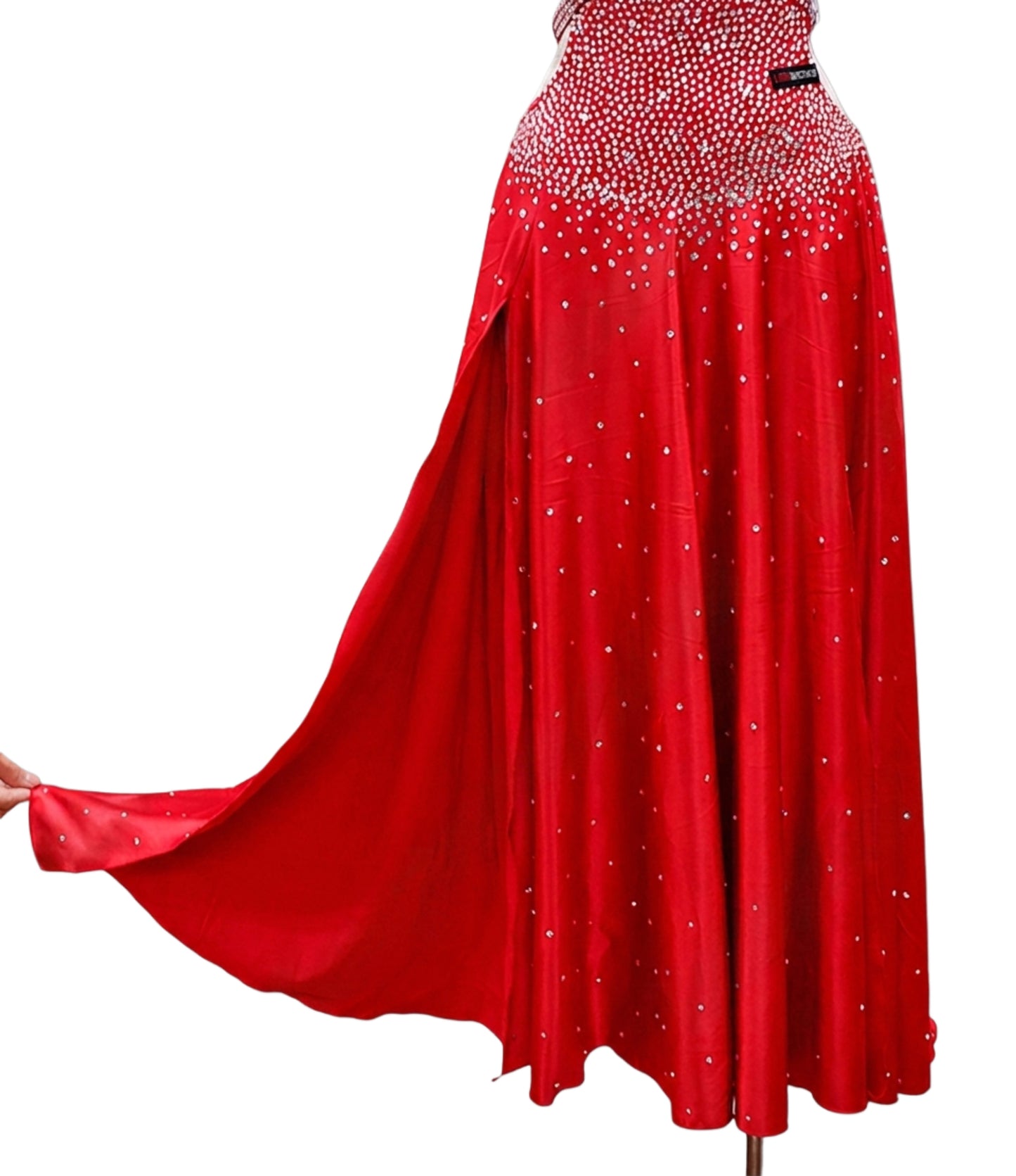 ByCharme Bright Red Silver Latin Salsa Competition Dress - BCL-0111