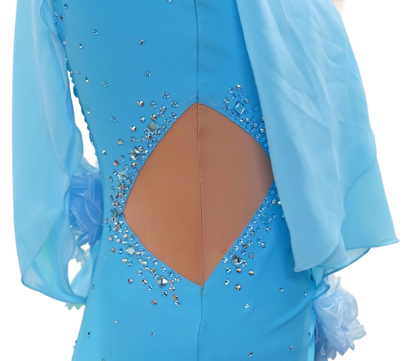 ByCharme Deep Sky Blue Brown Fringes Latin Salsa Competition Dress - BCL-0171