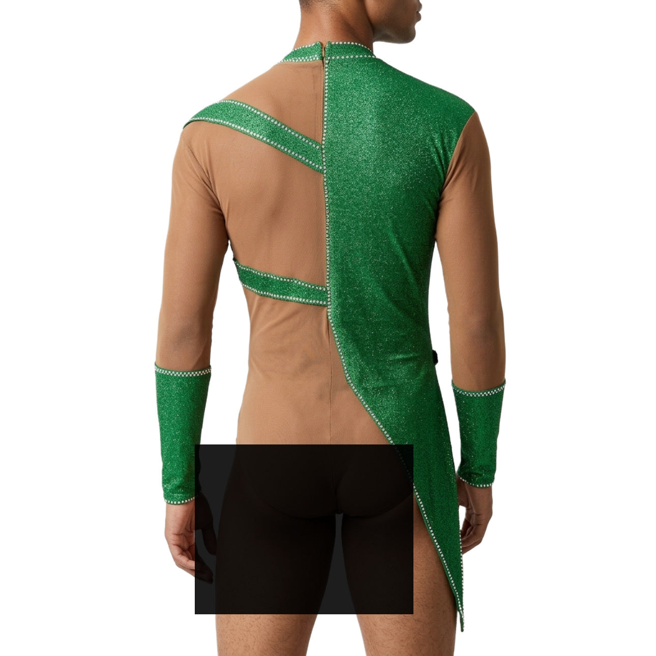 ByCharme Green Lycra Men Latin Salsa Competition Shirt - BCM-0016