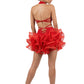 ByCharme Red Gold Chiffon Latin Salsa Competition Dress - BCL-0051