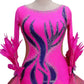 ByCharme Magenta Feather Ballroom Competition Dress - BC-0067