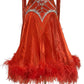ByCharme Bright Red Feather Ballroom Competition Dress - BC-0028