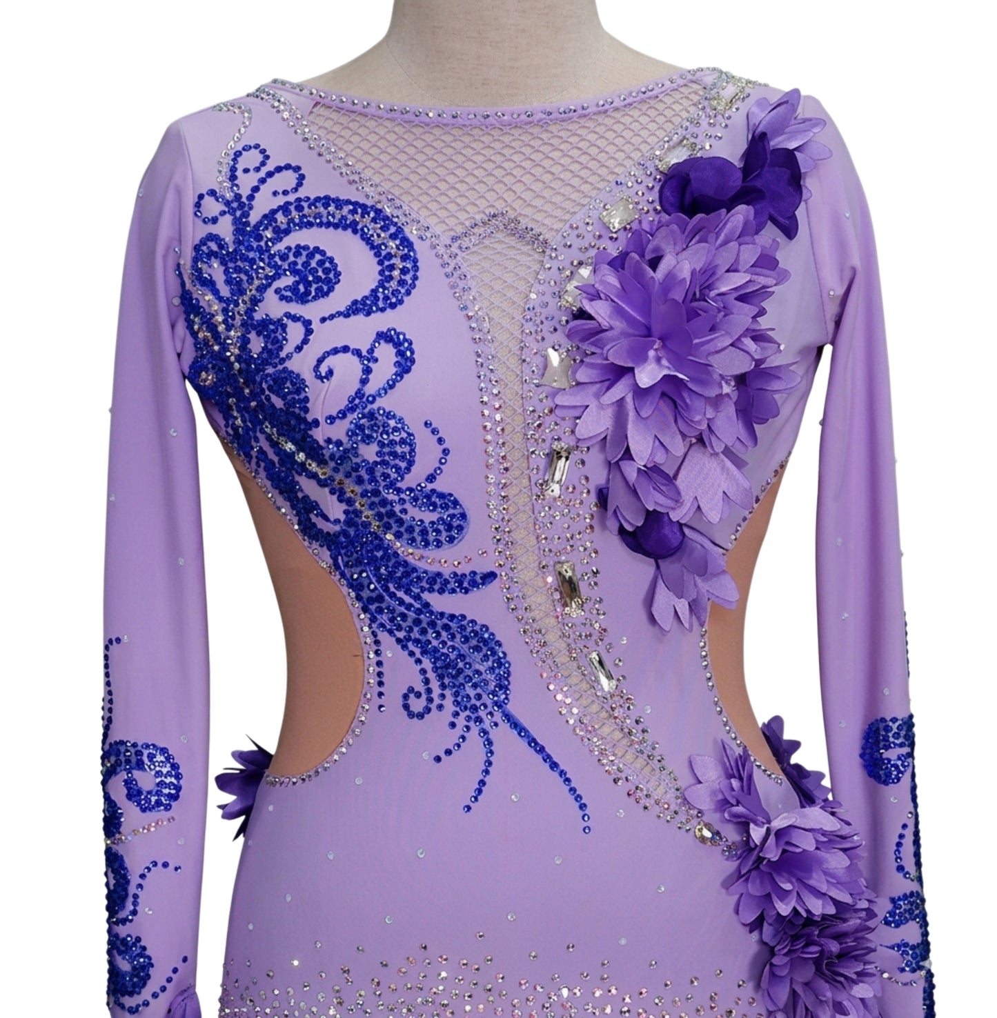 ByCharme Violet Fringes Ballroom Competition Dress - BC-0066