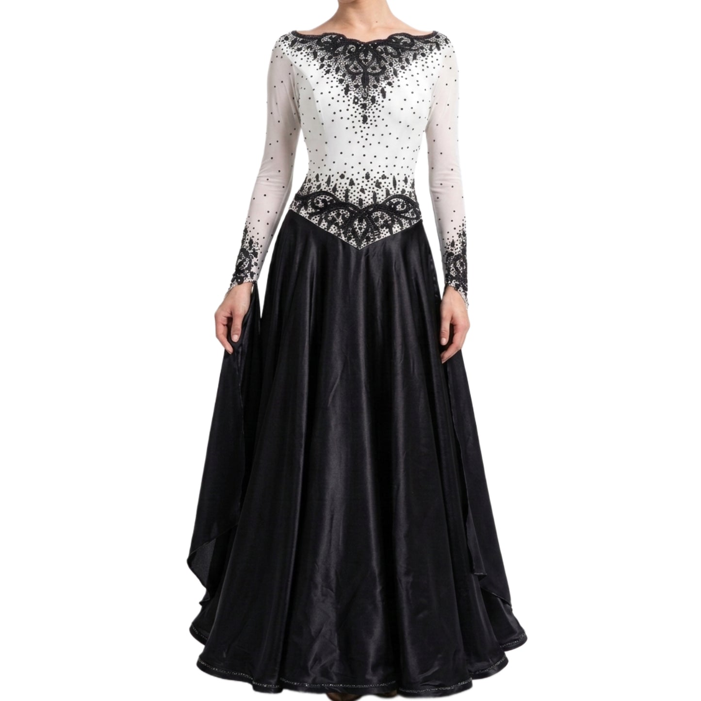 ByCharme Black & White Ballroom Competition Dress - BC-0005