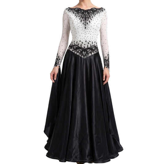 ByCharme Black & White Ballroom Competition Dress - BC-0005