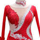 ByCharme Bright Red Feather Ballroom Competition Dress - BC-0021