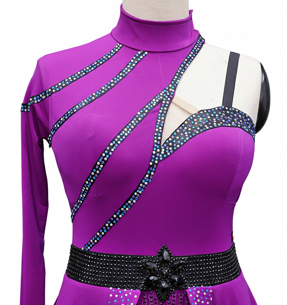 ByCharme Orchid Black Exquisite Edition Latin Salsa Competition Dress - BCL-0047