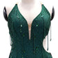 ByCharme Darkest Green Tan Fringes Latin Salsa Competition Dress - BCL-0100