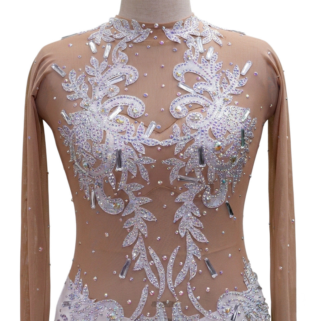 ByCharme White Chiffon Ballroom Competition Dress - BC-0025