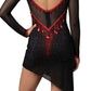 ByCharme Black Red Fringes Latin Salsa Competition Dress - BCL-0084