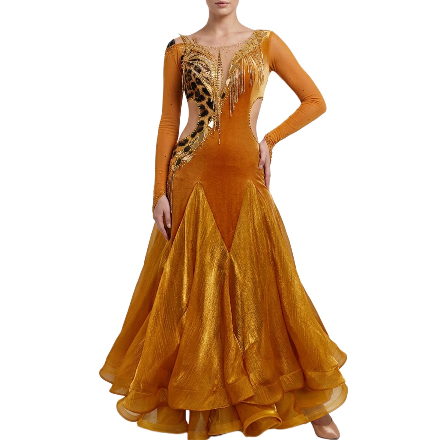 ByCharme Goldenrod Fringes Ballroom Competition Dress - BC-0035