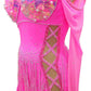 ByCharme Neon Magenta Tan Fringes Latin Salsa Competition Dress - BCL-0135