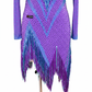 ByCharme Purple Blue Brown Fringes Latin Salsa Competition Dress - BCL-0061
