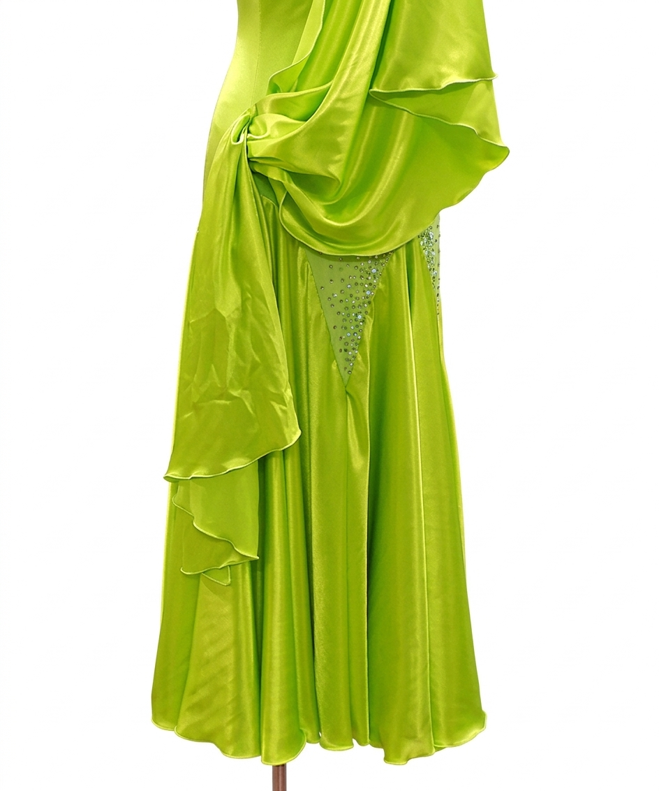 ByCharme Yellow Green Rhinestone Ballroom Competition Dress - BC-0216