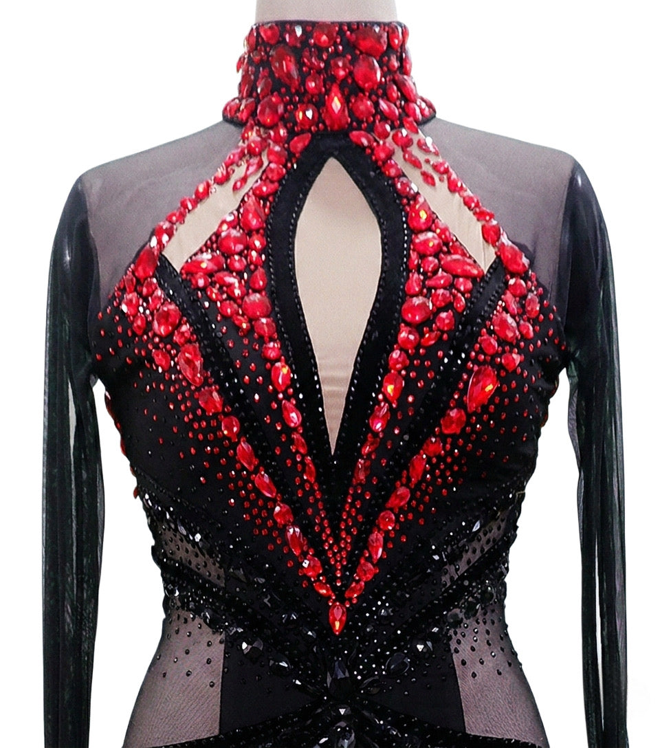 ByCharme Black Feather Ballroom Competition Dress - BC-0031