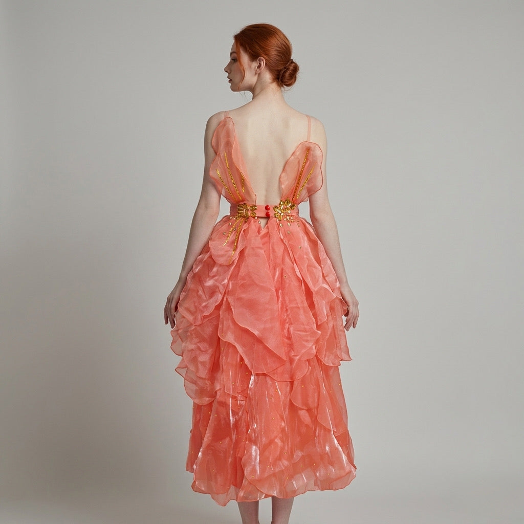 ByCharme Indian Red Rhinestone Ballroom Competition Dress - BC-0221