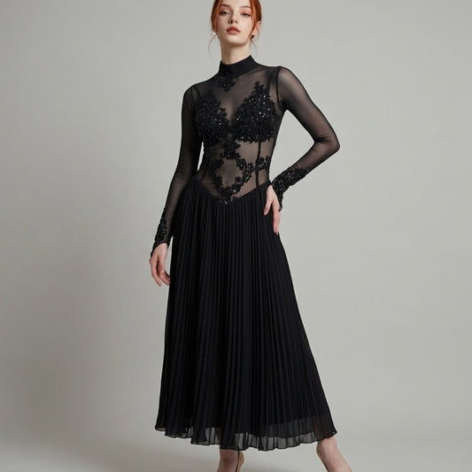 ByCharme Black Rhinestone Ballroom Competition Dress - BC-0227