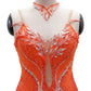 ByCharme Orange Red Feather Ballroom Competition Dress - BC-0215
