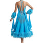 ByCharme Deep Sky Blue Feather Ballroom Competition Dress - BC-0018
