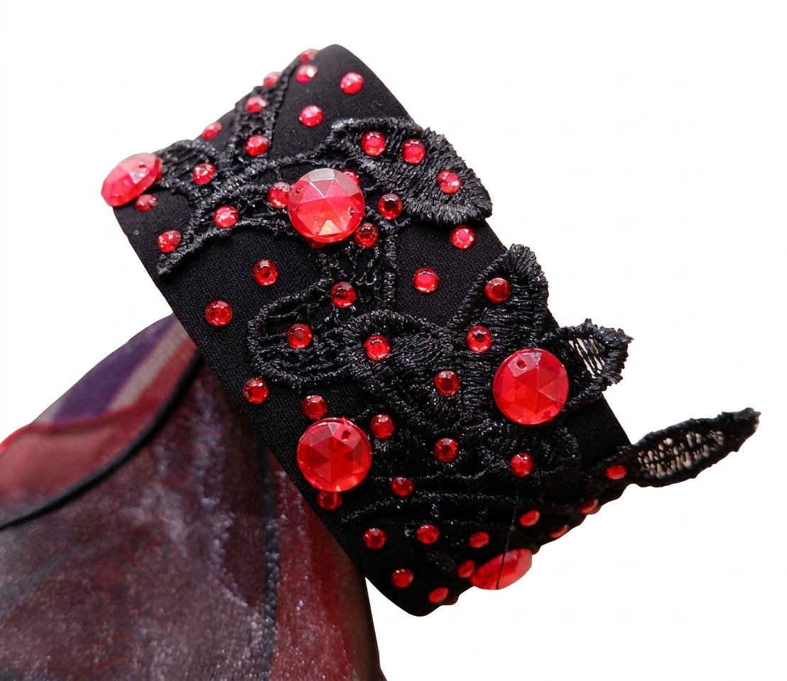 ByCharme Black Red Rhinestone Ballroom Competition Dress - BC-0234