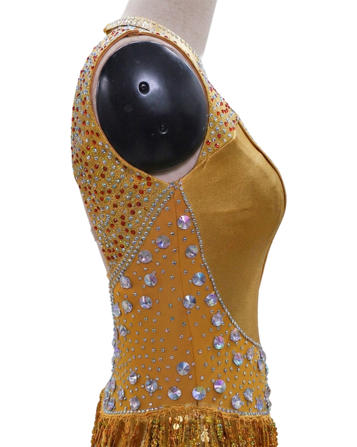 ByCharme Gold Silver Sequined Fringes Latin Salsa Dress - BCL-0108