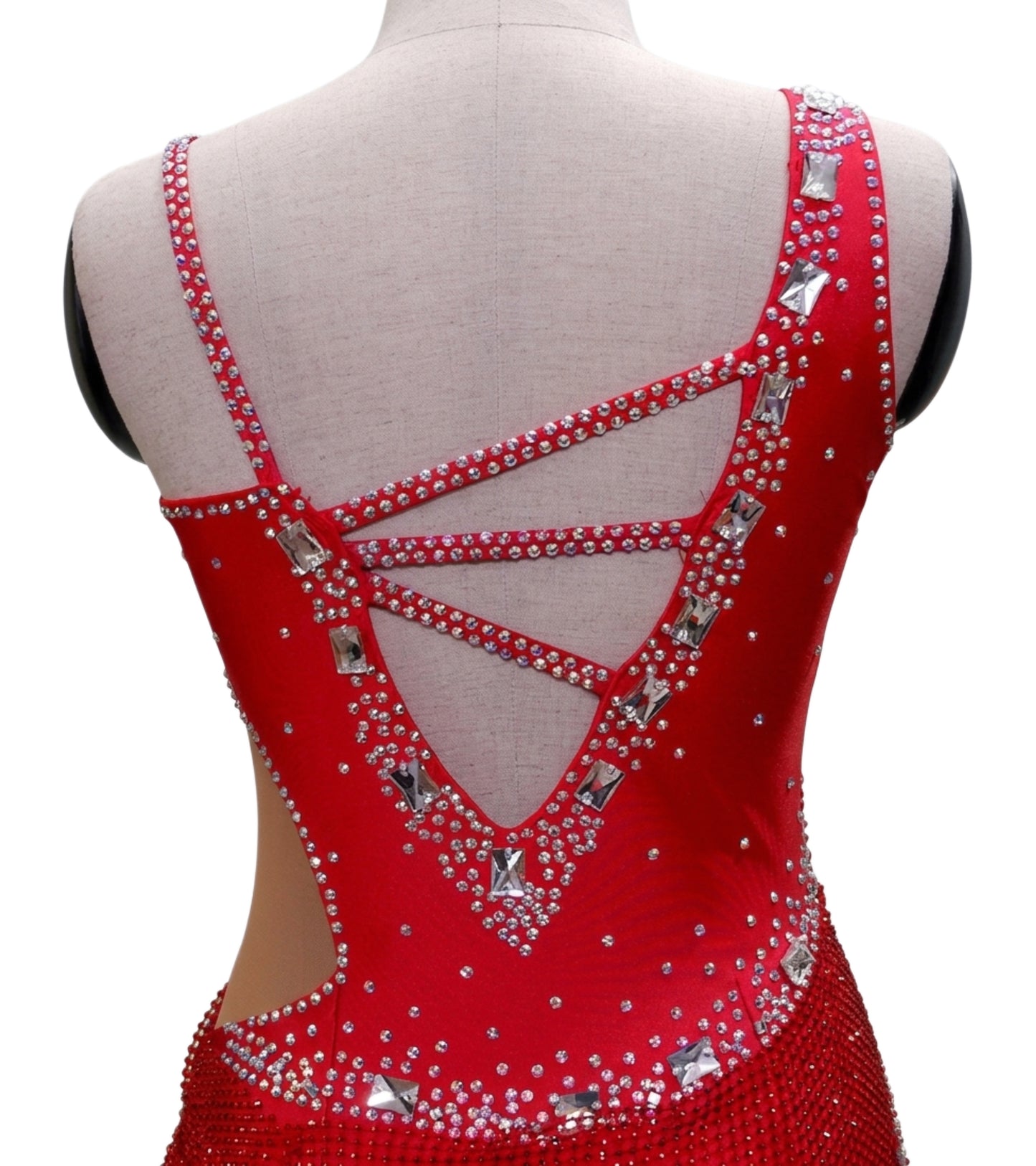 ByCharme Bright Red Fringes Ballroom Competition Dress - BC-0225