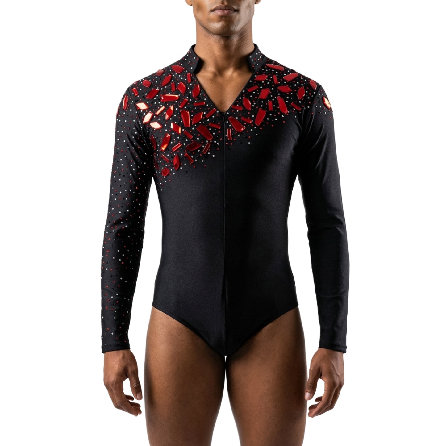 ByCharme Black Lycra Men Latin Salsa Competition Shirt - BCM-0017