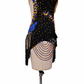 ByCharme Black Blue Gold Fringes Latin Salsa Competition Dress - BCL-0001