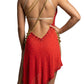 ByCharme Red Gold Brown Fringes Latin Salsa Competition Dress - BCL-0082