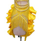 ByCharme Dark Yellow Tan Satin Fringes Latin Salsa Competition Dress - BCL-0195