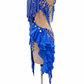 ByCharme Blue Silver Tan Fringes Latin Salsa Competition Dress - BCL-0072