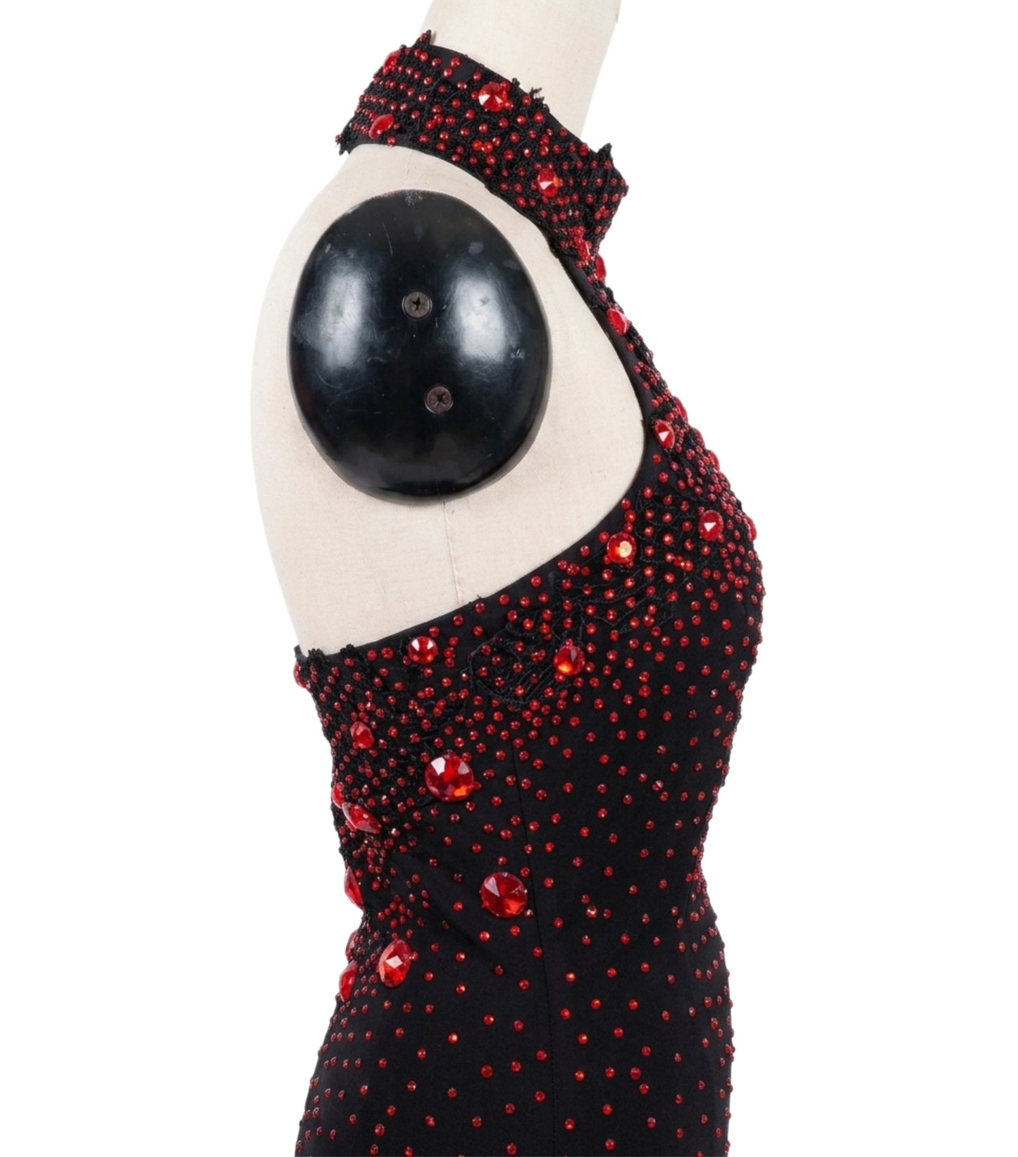 ByCharme Black Red Rhinestone Ballroom Competition Dress - BC-0234