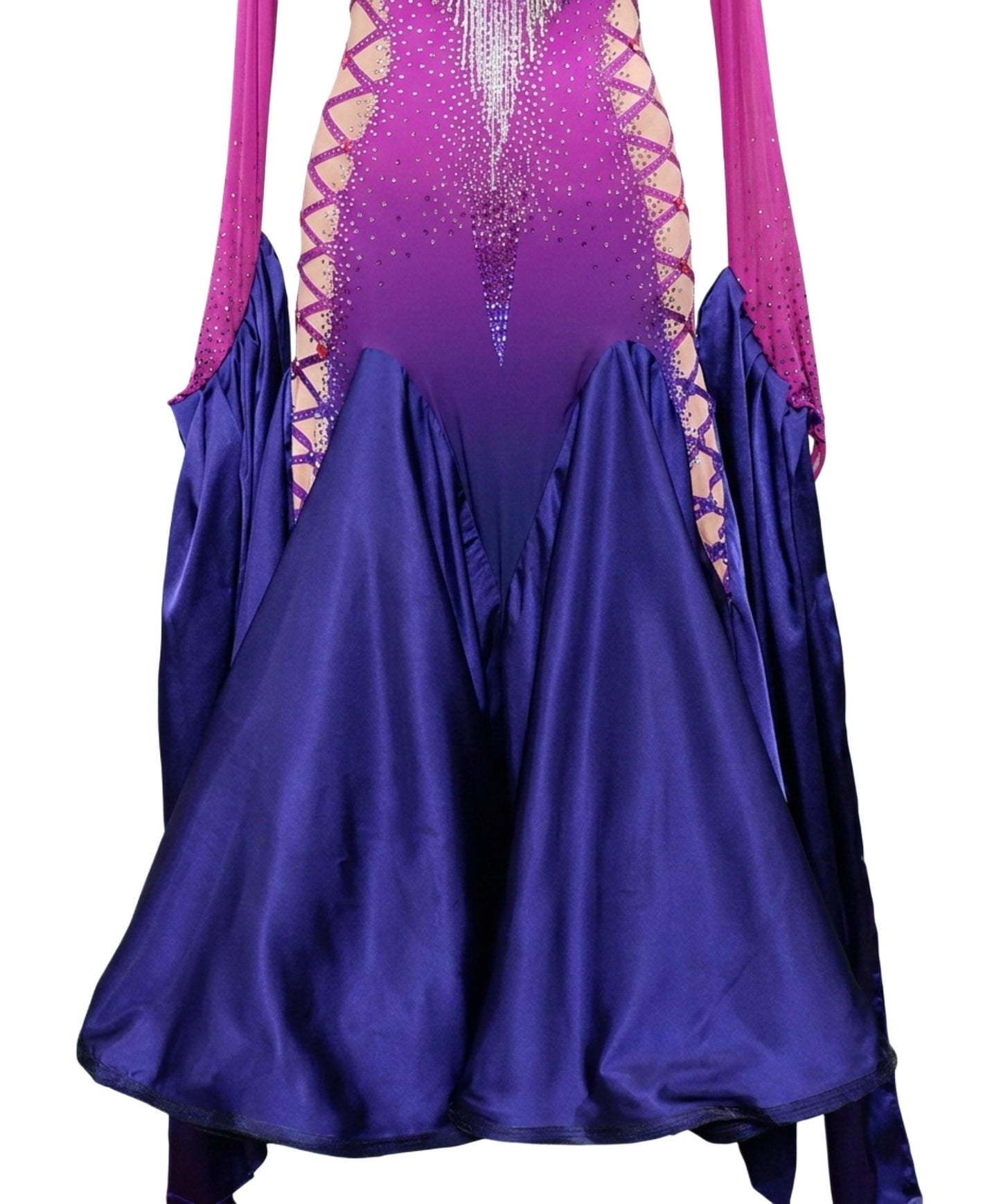 ByCharme Dark Magenta Fringes Ballroom Competition Dress - BC-0012