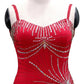 ByCharme Bright Red Feather Ballroom Competition Dress - BC-0022