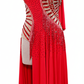 ByCharme Bright Red Fringes Ballroom Competition Dress - BC-0045