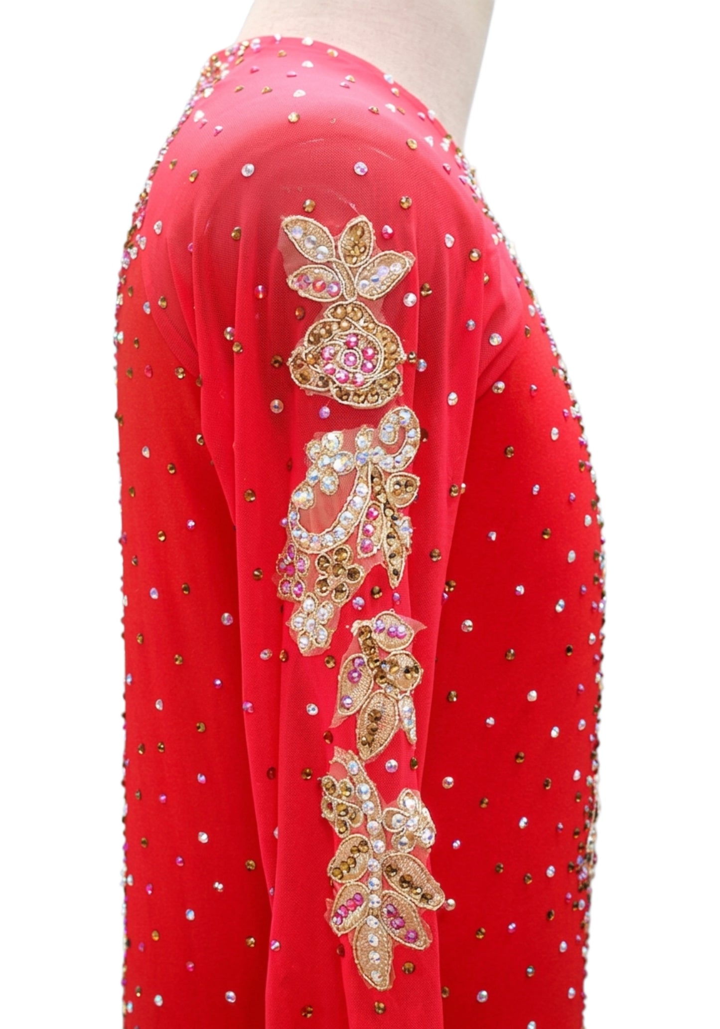 ByCharme Red Lycra Men Latin Salsa Competition Shirt - BCM-0020