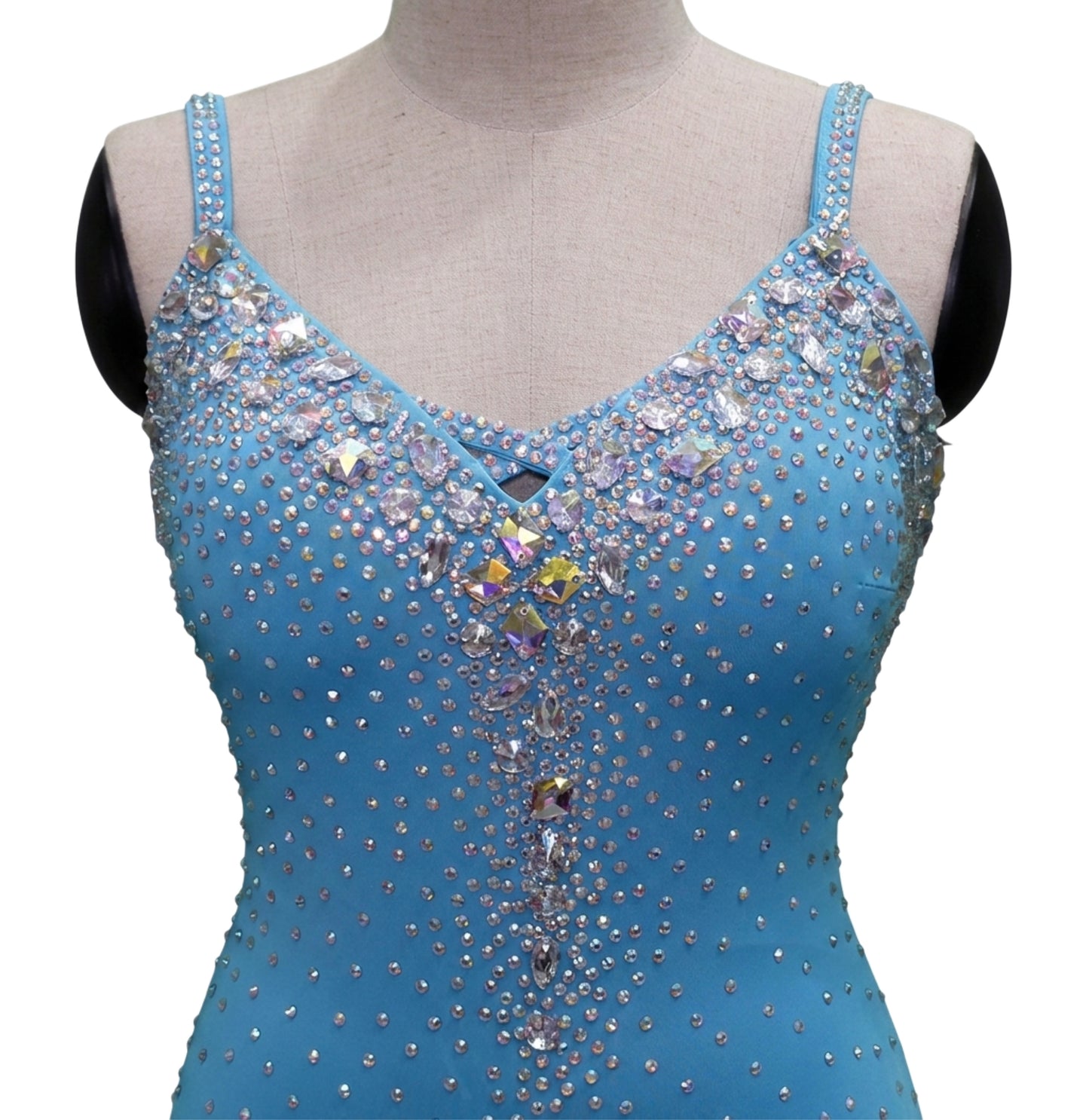 ByCharme Deep Sky Blue Chiffon Ballroom Competition Dress - BC-0008