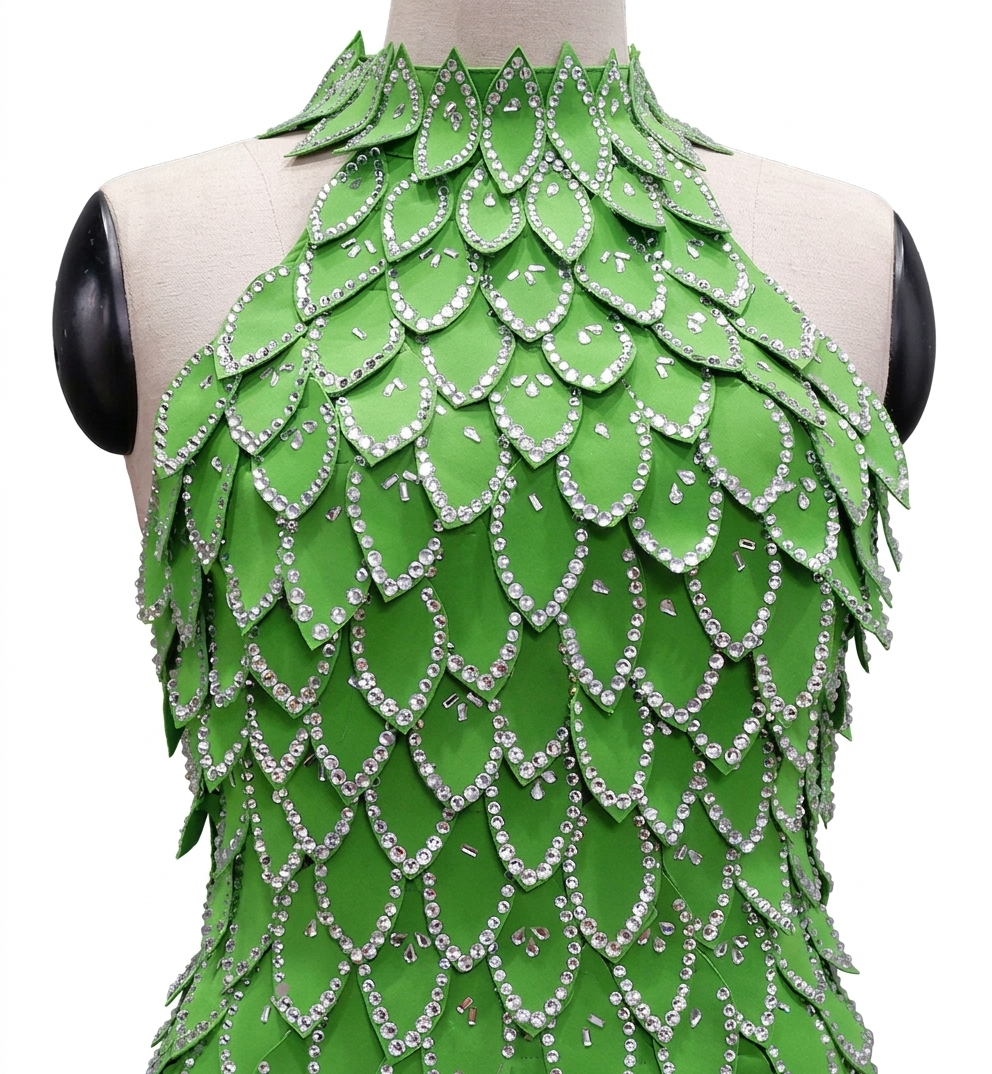 ByCharme Green Rhinestone Ballroom Competition Dress - BC-0217