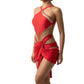 ByCharme Red Gold Tan Fringes Latin Salsa Competition Dress - BCL-0041