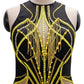 ByCharme Black Yellow Green Fringes Latin Salsa Competition Dress - BCL-0116