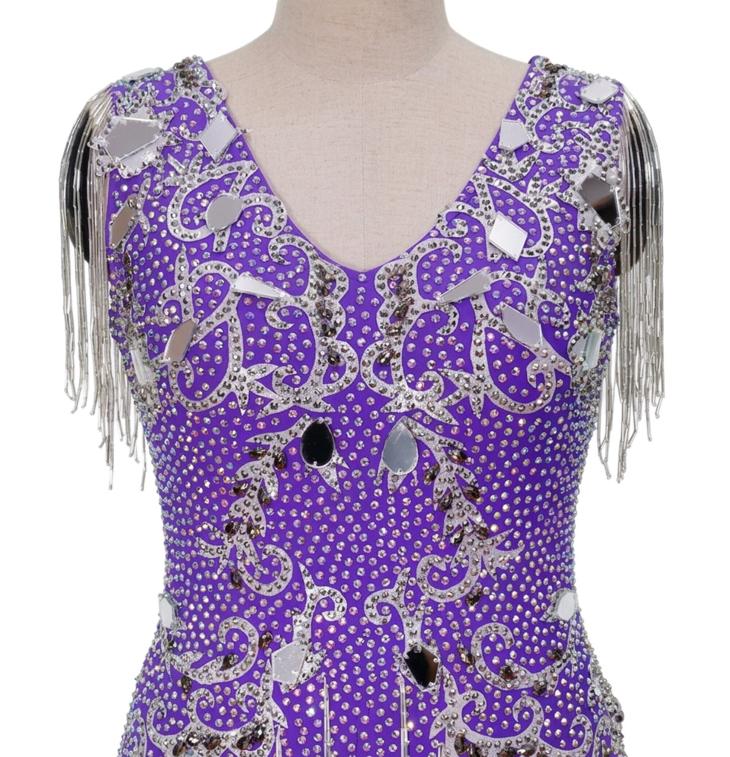 ByCharme Purple Fringes Ballroom Competition Dress - BC-0230