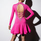 ByCharme Neon Pink Brown Silver Rhinestones Latin Salsa Competition Dress - BCL-0190