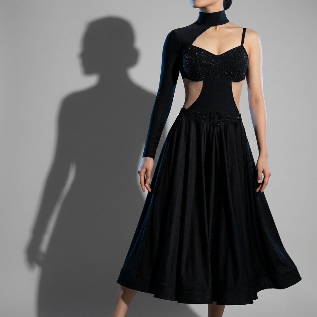 ByCharme Black Exquisite Latin Salsa Competition 2 in 1 Dress - BC2-0008