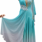 ByCharme Cyan Blue Chiffon Ballroom Competition Dress - BC-0055